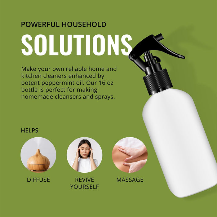 Lab Bulks Essential Oil Peppermint Essential Oil, 16 oz Bottle for Diffusers, House Cleaning, Candles, 1 Pack, Aromatherapy Oil