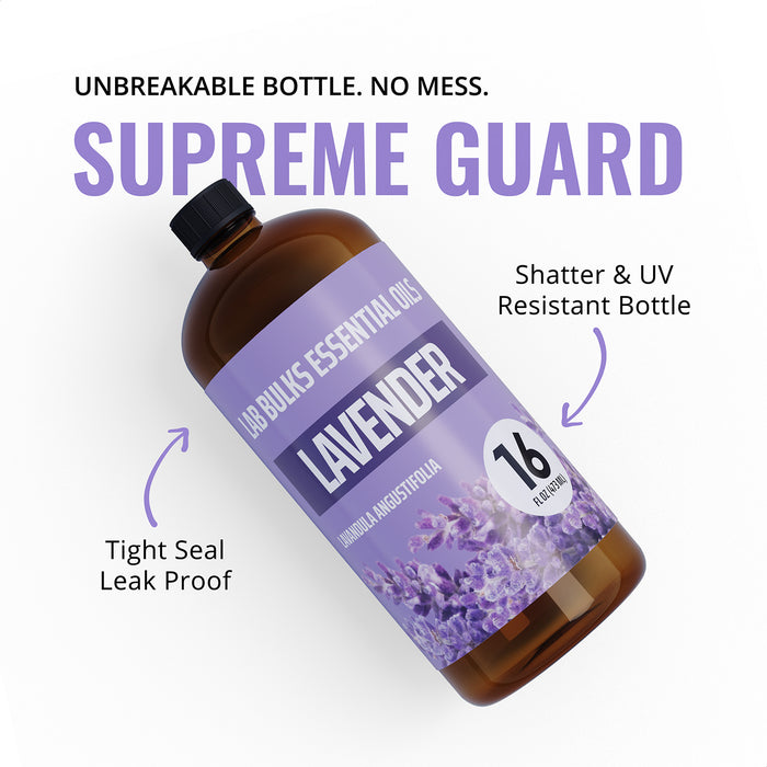 Lab Bulks Lavender Essential Oil 16 oz Bottle for Diffusers, Home Care, Candles, Aromatherapy, Lavender Oil Spray – 1 Pack