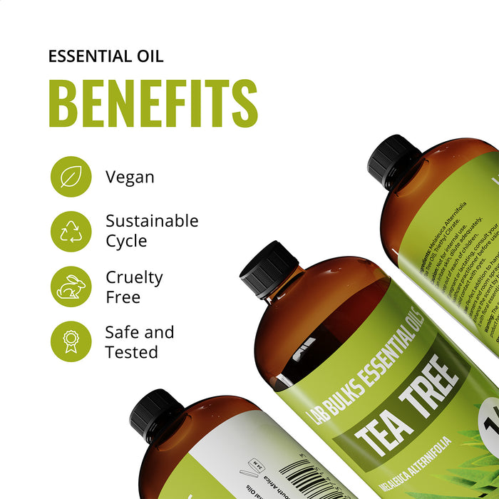 Lab Bulks Tea Tree Essential Oil 16 oz Bottle, for Oil Diffuser, Home Care, Candles, Aromatherapy - 1 Pack