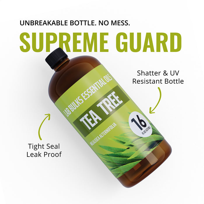 Lab Bulks Tea Tree Essential Oil 16 oz Bottle, for Oil Diffuser, Home Care, Candles, Aromatherapy – 2 Pack