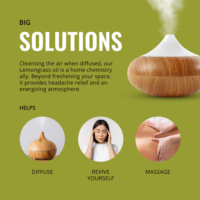 Lab Bulks Lemongrass Essential Oil 16 oz Bottle, for Diffusers, Home Care, Candles, Aromatherapy – 1 Pack