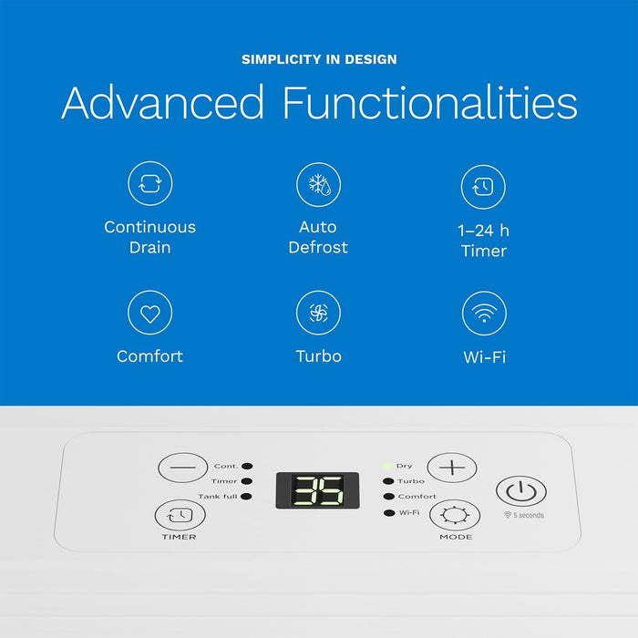 hOmeLabs 1,000 Sq. Ft Portable Wi-Fi Dehumidifier – 8 Pint, Ultra Quiet & Compact for Home, Bedroom, Bathroom & Office