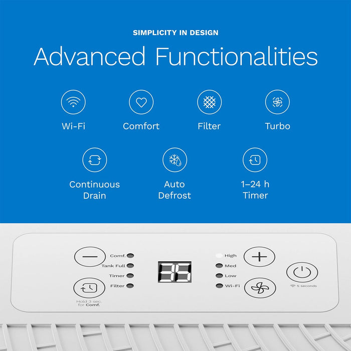 hOmeLabs 25 Pint Wi-Fi Dehumidifier for up to 3,500 Sq Ft Rooms (MAX 64 Pint at 95°F, 90% RH)