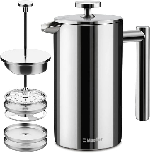 MuellerLiving French Press Coffee Maker 20oz, Stainless Steel French Press Coffee