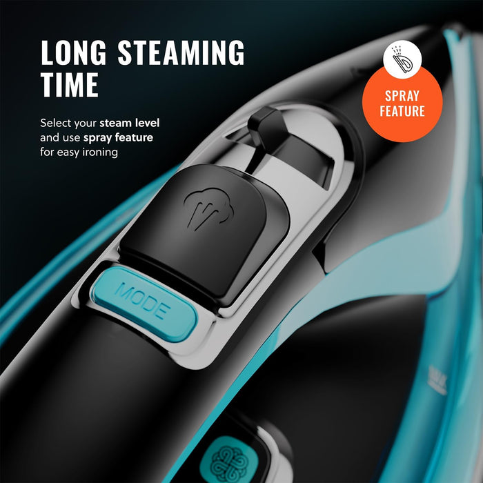 PurSteam SteamTech Elite 1750W Steam Iron, Digital Temp Control & LED Display