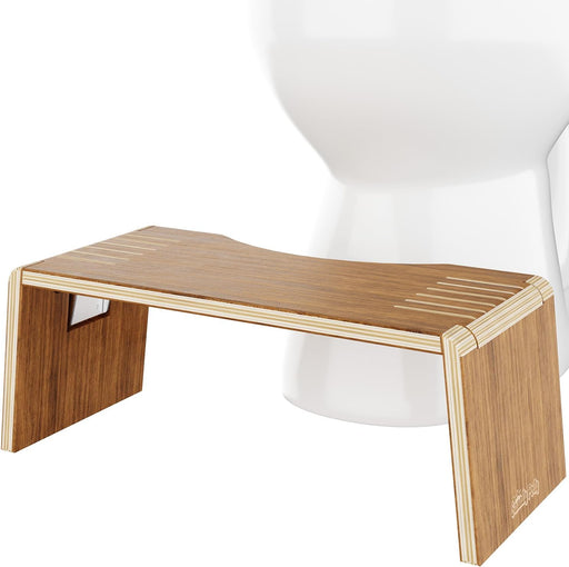 Squatty Potty Oslo Teak Folding Toilet Stool – Compact, Stylish, and Space-Saving Design for Better Bathroom Posture, Durable Teak, No Assembly Required