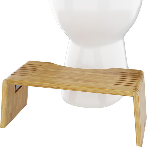 Squatty Potty Oslo Folding Bamboo Toilet Stool – 7 Inches, Collapsible Bathroom Stool for Kids and Adults – Brown, Portable and Space-Saving