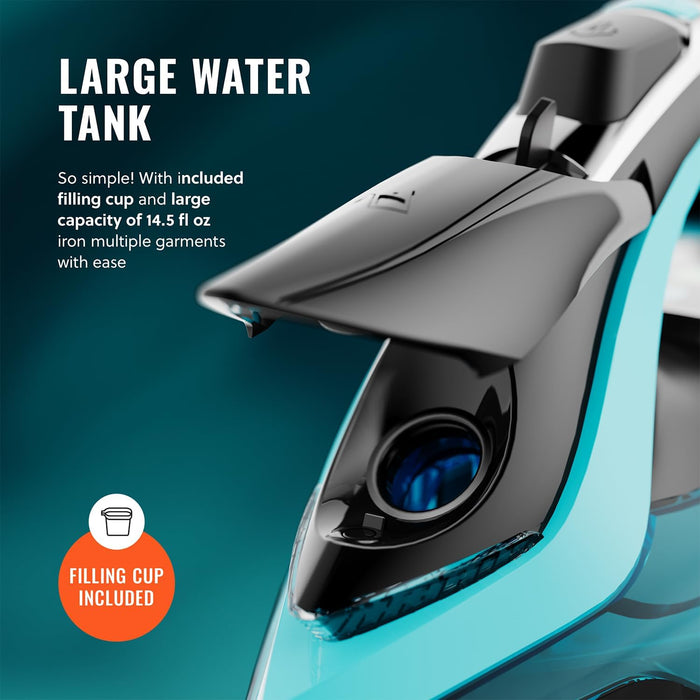 PurSteam SteamTech Elite 1750W Steam Iron, Digital Temp Control & LED Display