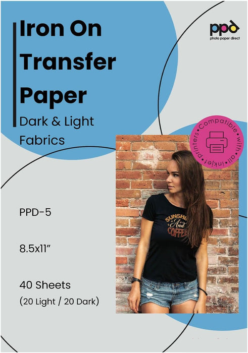 PPD Iron-On Transfer Paper 8.5x11" for Inkjet Printers