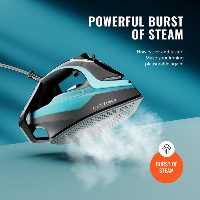 PurSteam SteamTech Elite 1750W Steam Iron, Digital Temp Control & LED Display
