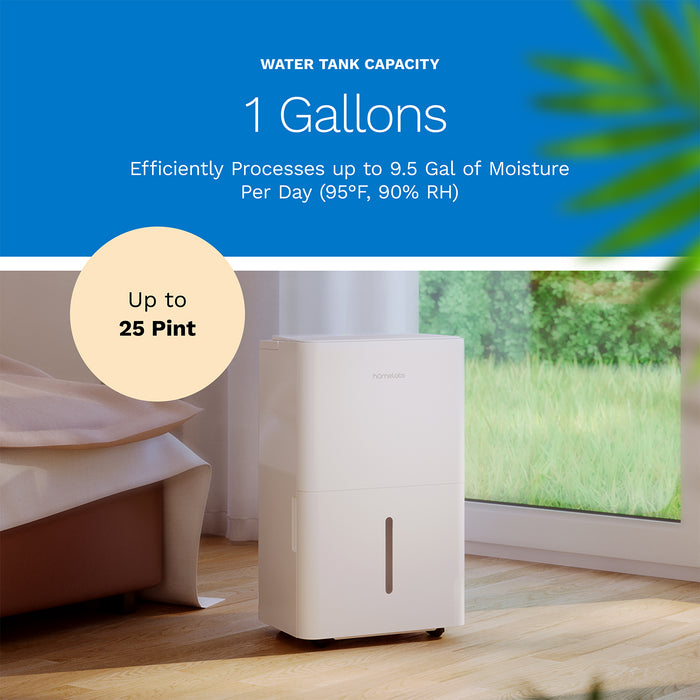 hOmeLabs 1,800 Sq. Ft Energy Star Dehumidifier – 25 Pint, High-Efficiency Moisture Removal for Home, Bedroom, Bathroom & Medium Rooms