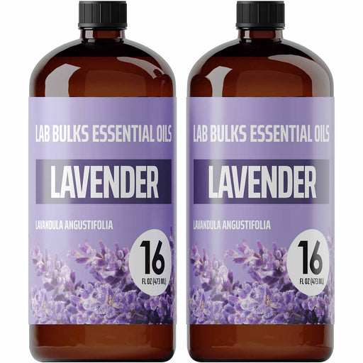 Lab Bulks Lavender Essential Oil 16 oz Bottle, for Diffusers, Home Care, Candles, Aromatherapy, Lavender Oil Spray – 2 Pack