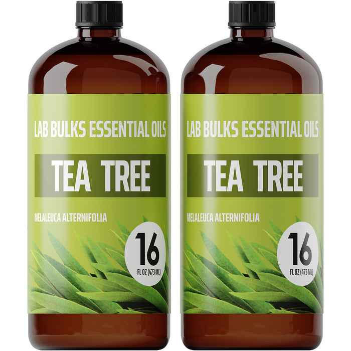 Lab Bulks Tea Tree Essential Oil 16 oz Bottle, for Oil Diffuser, Home Care, Candles, Aromatherapy – 2 Pack