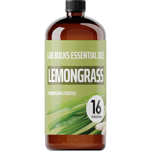 Lab Bulks Lemongrass Essential Oil 16 oz Bottle, for Diffusers, Home Care, Candles, Aromatherapy – 1 Pack