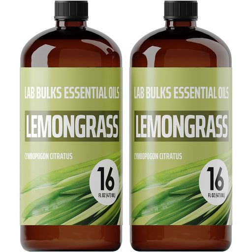 Lab Bulks Lemongrass Essential Oil 16 oz Bottle, for Diffusers, Home Care, Candles, Aromatherapy – 2 Pack